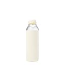 W&P Porter Glass Water Bottle w/ Protective Silicone Sleeve | Cream 20 Ounces | On-the-Go | Reusable...