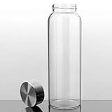 Kablo 32 oz Glass Water Bottle, 100% Borosilicate Glass, BPA Free, Leak-Proof Stainless Steel Lid,...